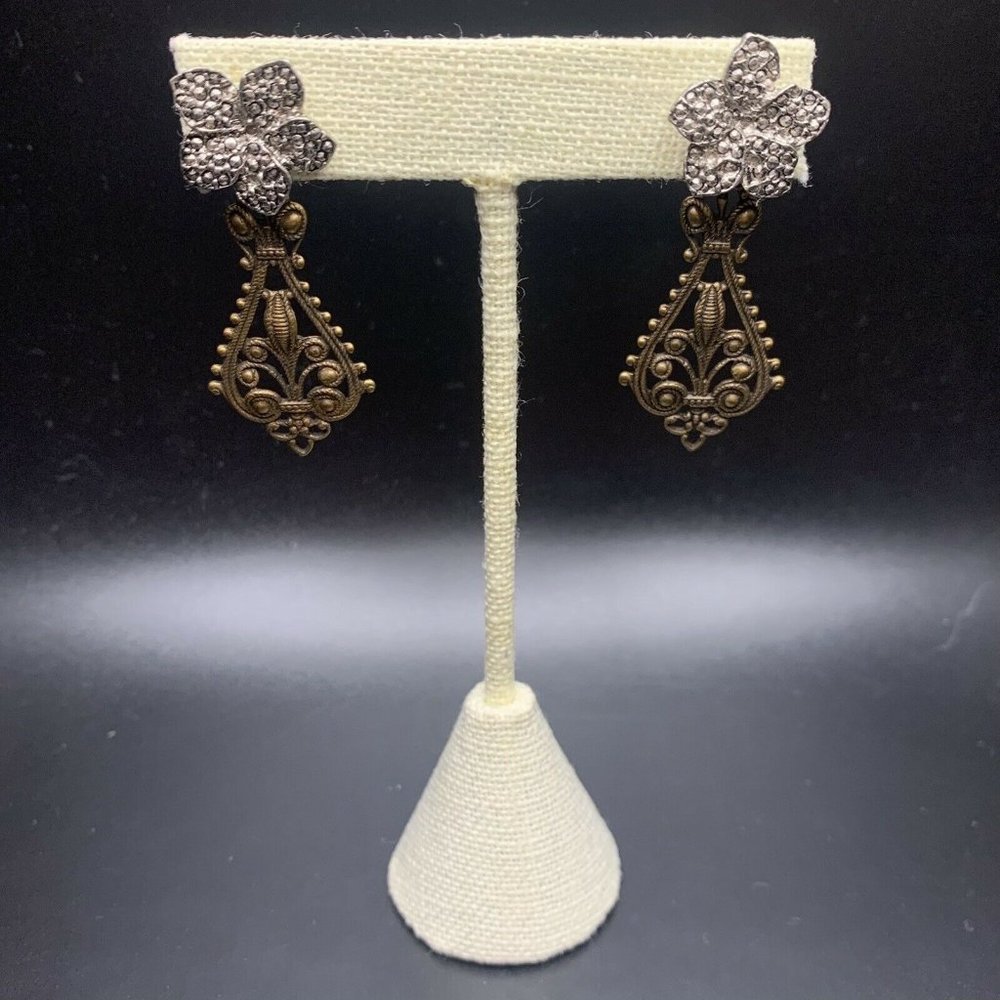 Flower Fleur De Lis Art Nouveau Style Jacket Earrings